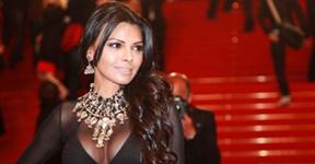 Sherlyn Chopra wears a black transparent outfit at Cannes red carpet