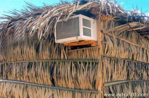 Funny Air Conditioner in hut AC on Cottage