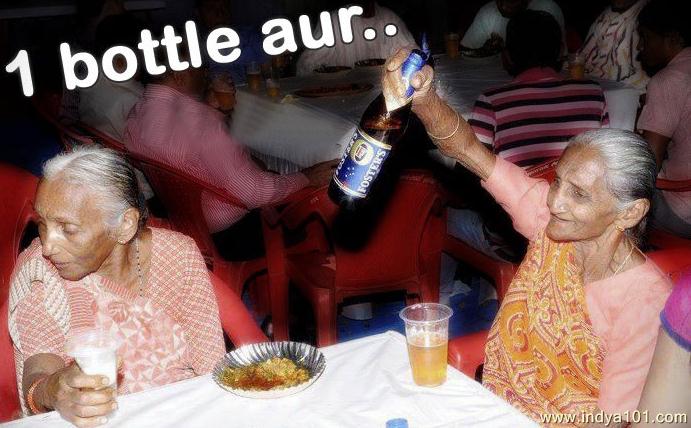 Grandmother Drinking Beer Funny India