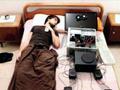 Funny Boy Sleeping in Bed with Computer GF