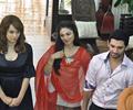Kangna Ranaut, Chirag Paswan, Kabir Bedi on the sets of ''One and Only''