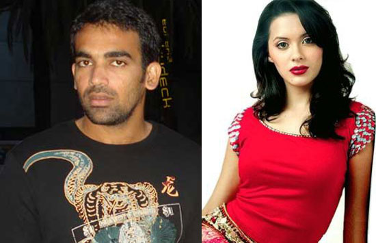 Indian cricket Zaheer Khan & Indian dancer Isha Sharvani close together